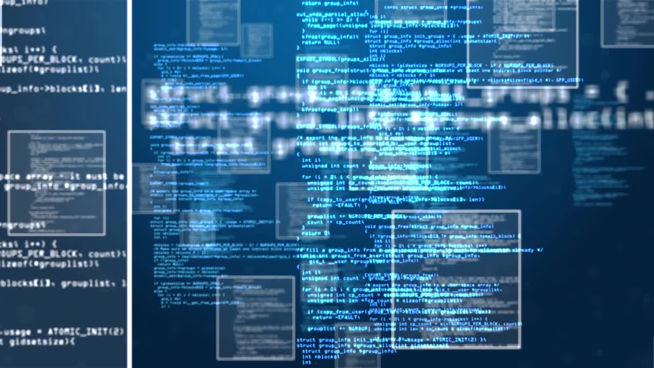 검은색 배경 위의 데이터 처리 애니메이션