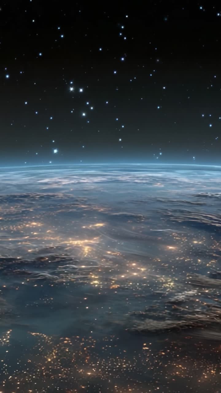 A Stunning View of Earth from Space: Illuminated Cities and Stars in a Cosmic Landscape Captured from Above the Planet's Atmosphere