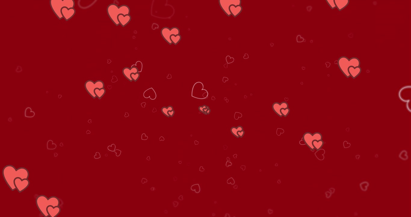 Animazione di cuori che fluttuano su sfondo rosso