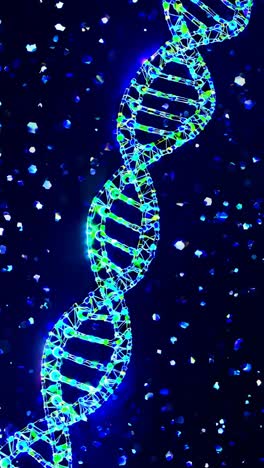 aerial view of a glowing dna strand with a futuristic, digital style, resembling a video game