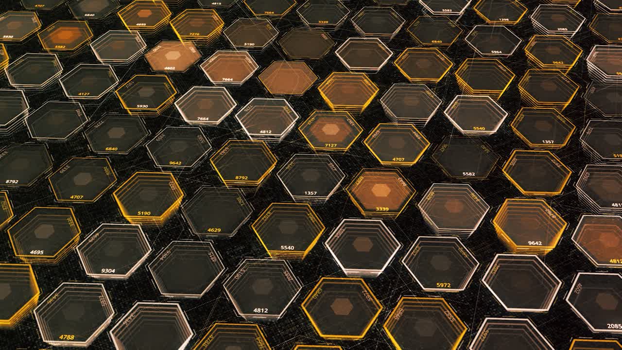 patrón hexagonal abstracto con números brillantes