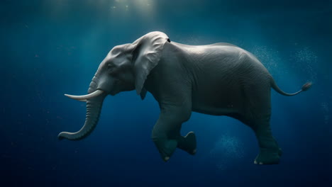 elephant swimming underwater