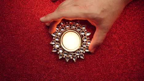 closeup of diya wax candles for diwali festival party celebration event