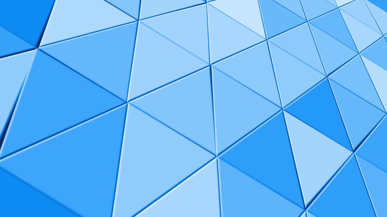 fondo tecnológico futurista de formas de triángulo azul en movimiento. marcos celulares mosaico en la superficie. triángulo abstracto que están en movimiento caótico constante. fondo tecnológico de ciencia ficción. movimiento gráfico 4k