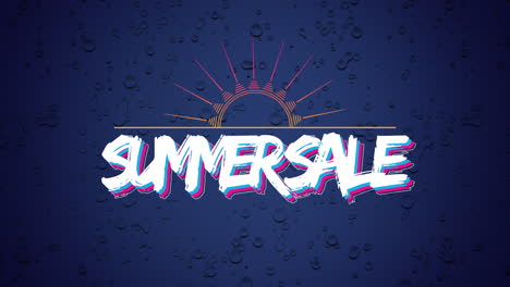 summer sale with sun rays and drops of water