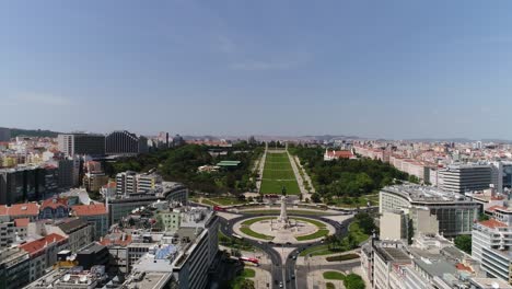 lisbon portugal aerial cityscape eduardo vii park and marques de pombal square
