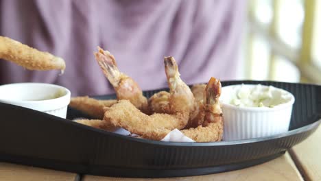 crispy fried shrimp with coleslaw