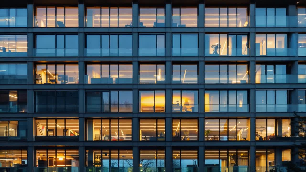 Modern Office Building Exterior at Dusk