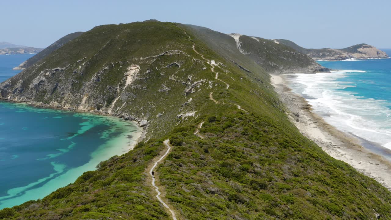 Aerial drone tilt shot of Bald Head in Albany on a sunny day