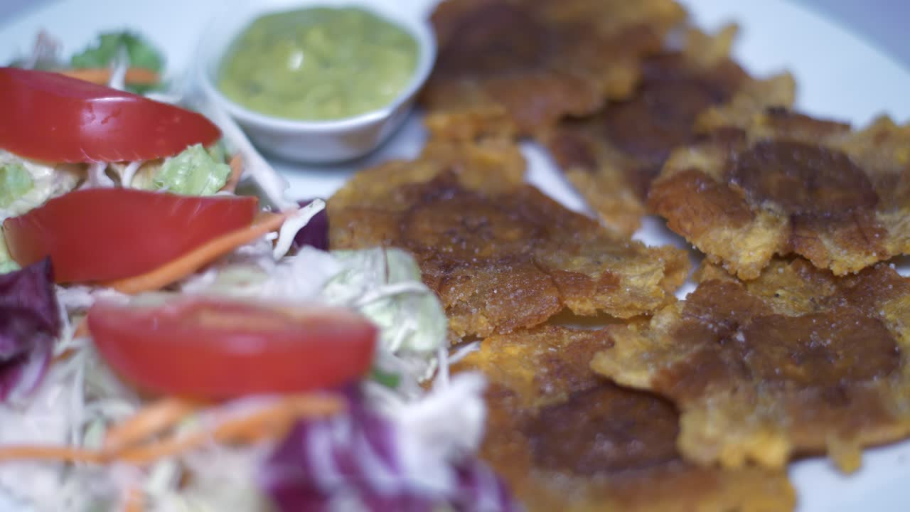 Patacones with Guacamole and Salad