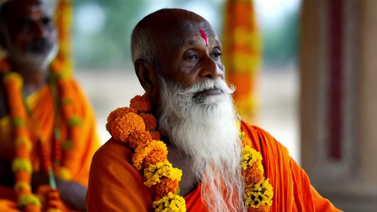 sadhu anciano en traje tradicional