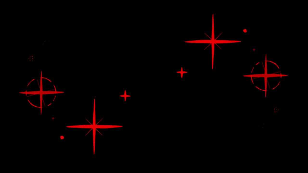 animación estrellas rojas en forma de chispas en fondo negro.