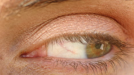 Nahaufnahme-Eines-Makroauges-Mit-Wunderschöner-Iris,-Die-Blinkt-Und-Sich-Umschaut,-Gesundes-Sehkonzept