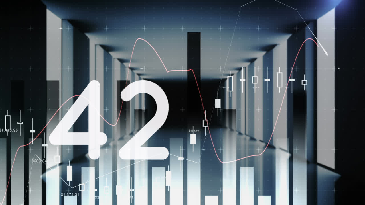 animación de números que cambian a lo largo de las estadísticas y procesamiento de datos