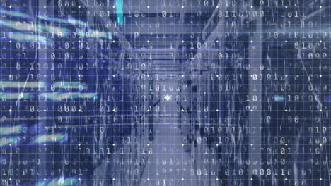 animation of data processing and binary code over servers