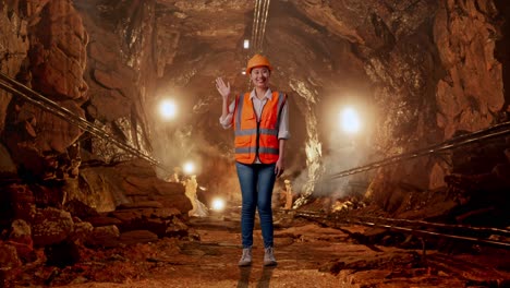 woman engineer in a mine tunnel