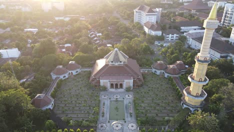 aerial view of mosque in yogyakarta, indonesia.