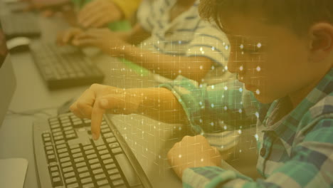 animación de la red de conexiones entre diversos escolares que utilizan computadoras