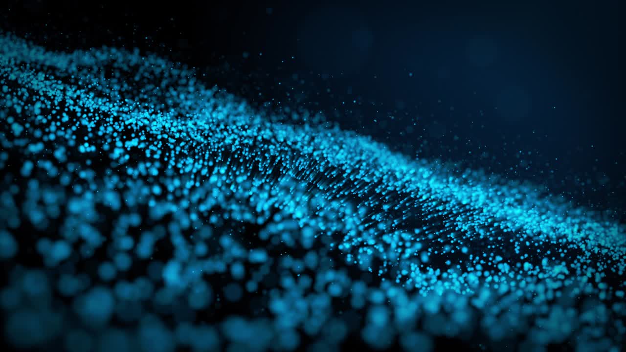 4K Animation video Abstract bokeh dark blue particle background with depth of field and bokeh in cyber digital technology concept, looping animation in Apple Proress 422(HQ) 4096x2304 resolution.