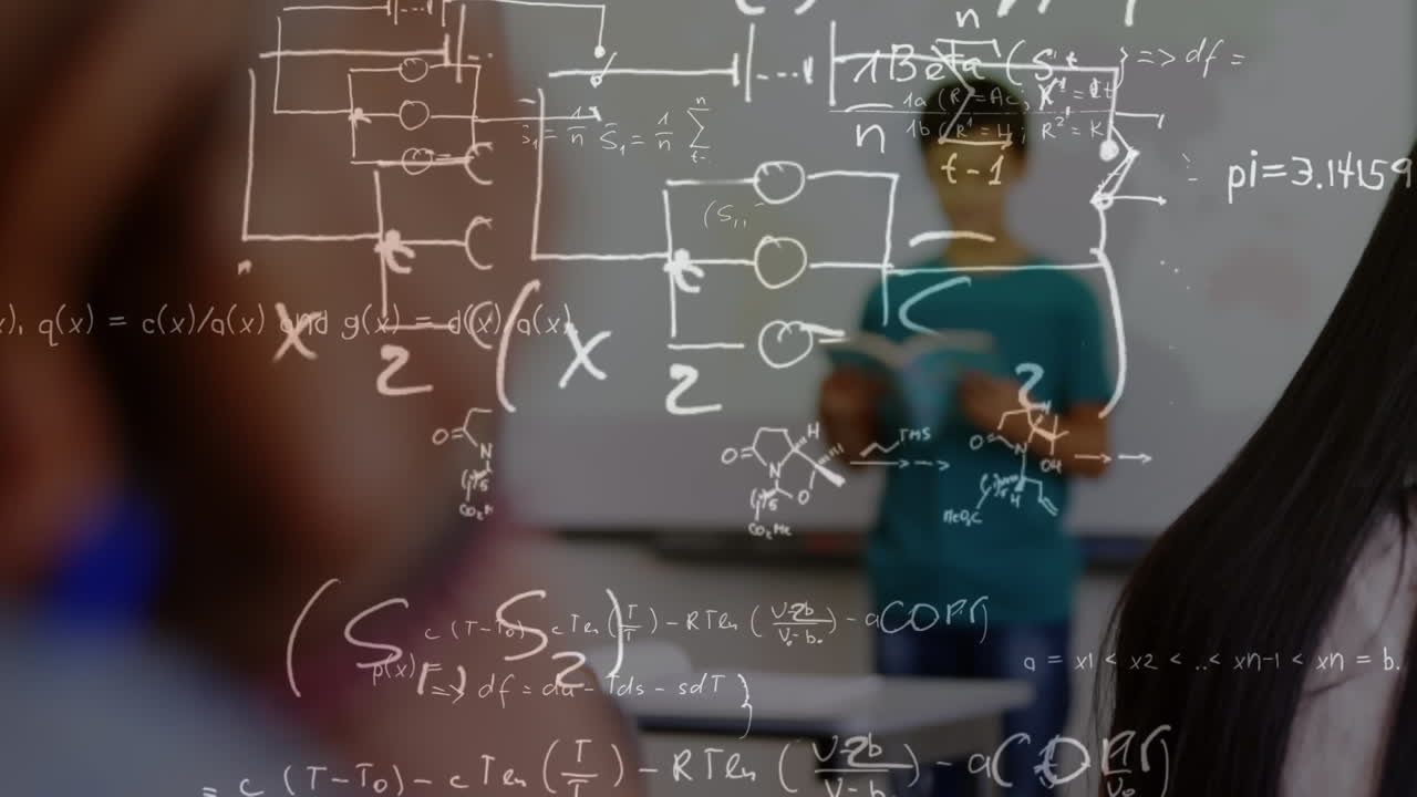 animación de sobre ecuaciones sobre escolar con auriculares vr