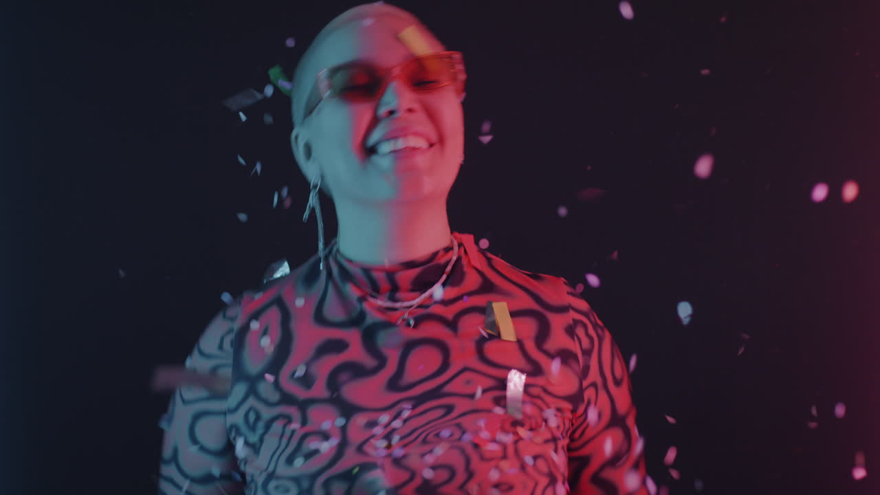 A Woman Celebrating with Confetti