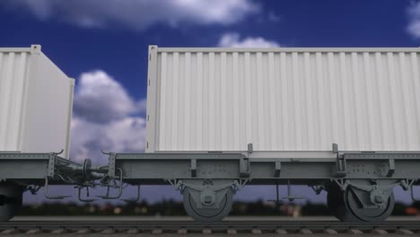 cargo train with blank white containers. railway transportation. seamless loop 4k