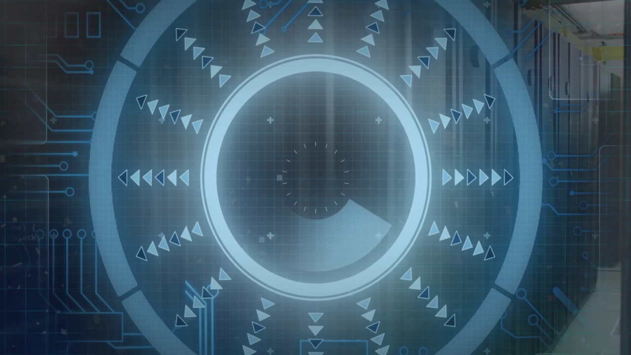 animación del escaneo del alcance sobre la red y los servidores informáticos