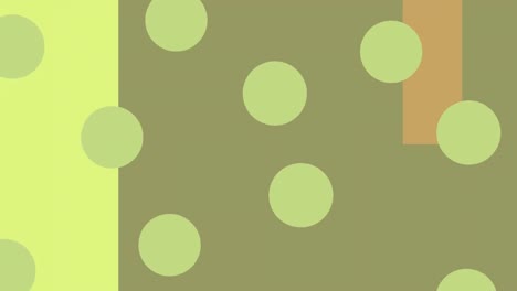 Animation-of-pale-green-circles-and-brown-rectangle-on-brown-and-beige-background