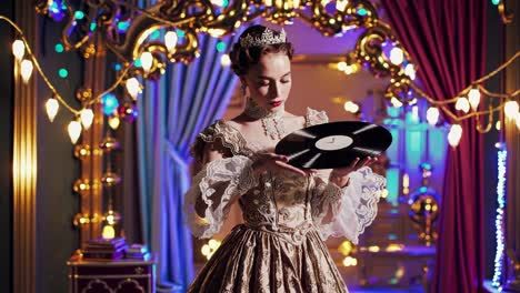 vintage woman with record