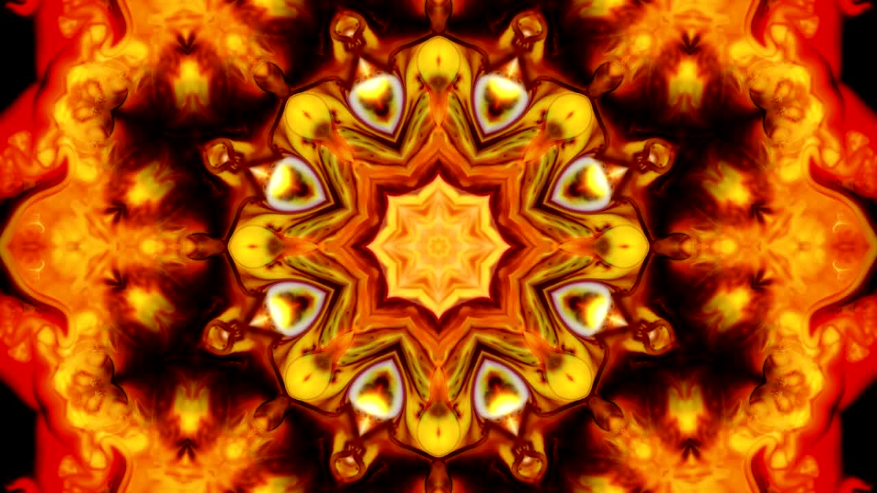 movimiento de caleidoscopio abstracto: círculos geométricos y formas de estrellas