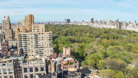 view from high above upper west side in manhattan of central park and a beautiful day