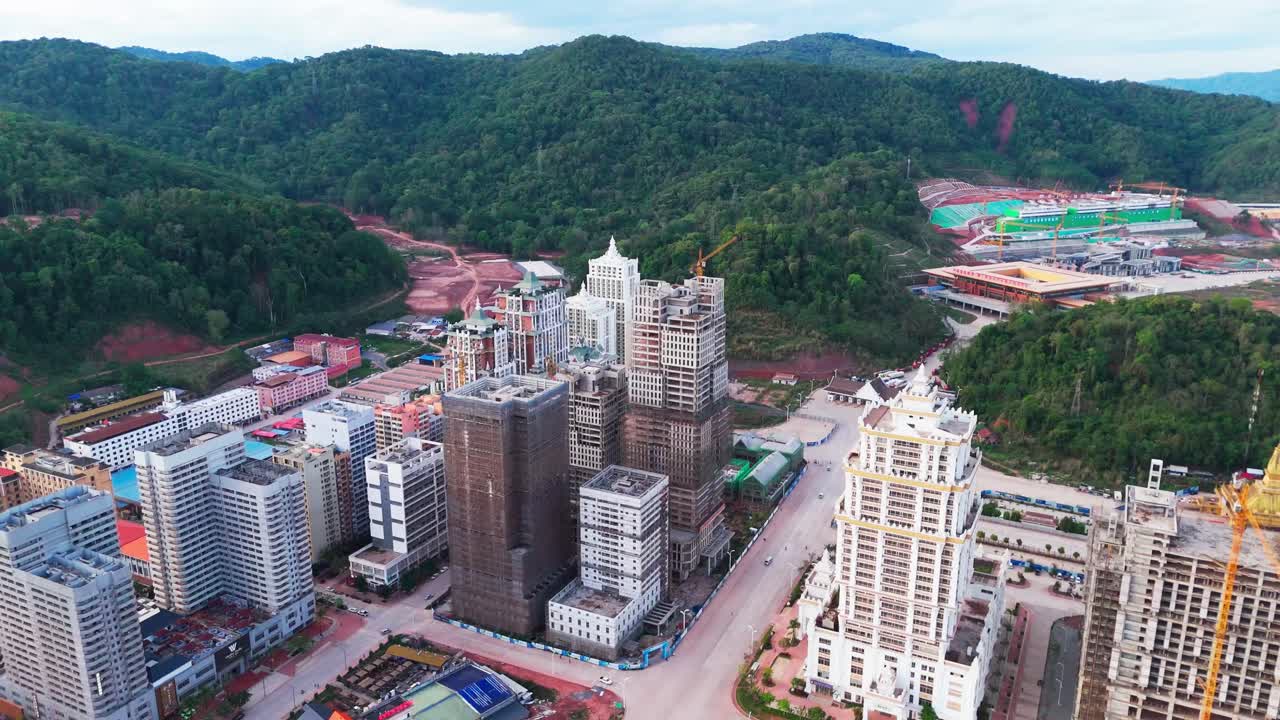 Aerial of Boten city in Laos located in Luang Namtha Province, on the China–Laos border