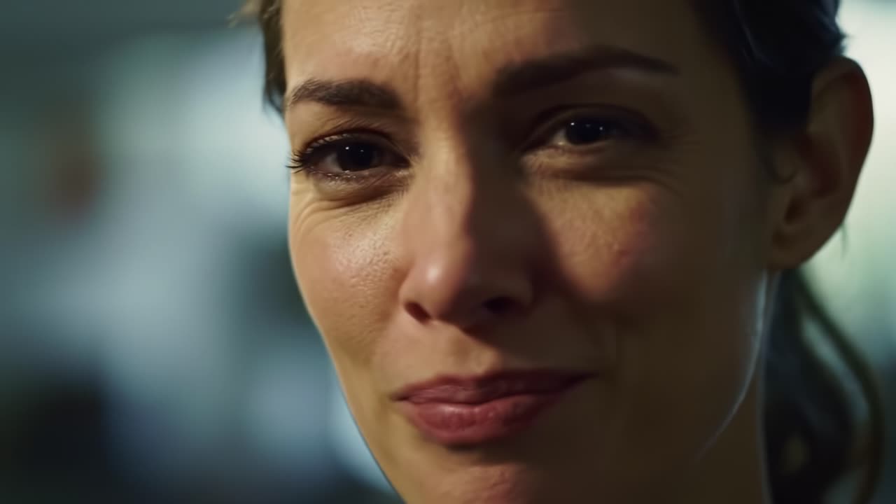 A woman expresses genuine joy and warmth while engaged in a heartfelt discussion with a companion. The ambiance is inviting, creating a connection between the two individuals.