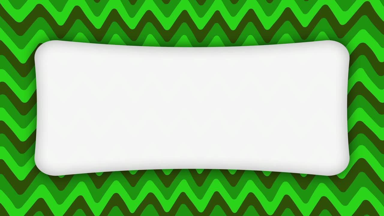 estandarte rectangular de marco blanco en formas verdes onduladas animación
