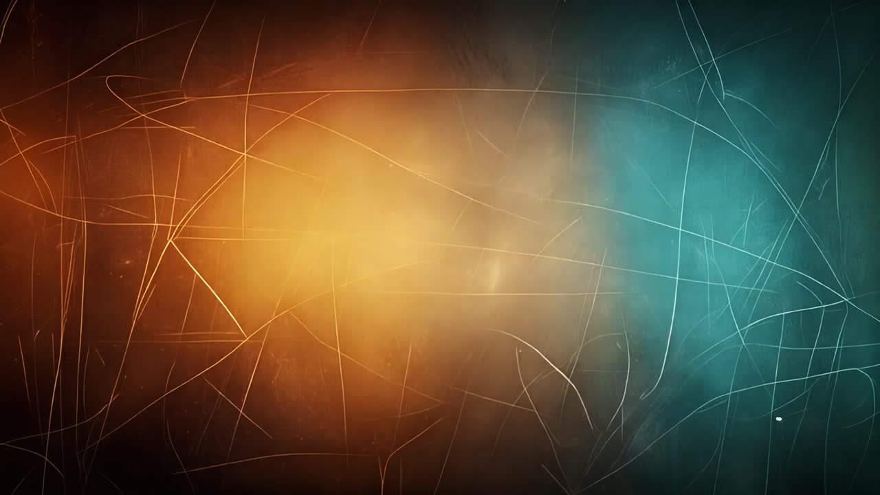 Abstract Scratched Surface with Orange and Teal Gradient Light