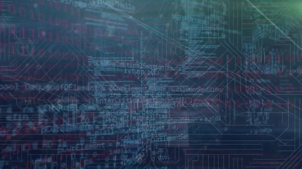 animación del procesamiento de datos con puntos de conexión, elementos de hud en la interfaz digital