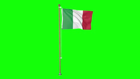 Bandera-De-Italia-De-Pantalla-Verde-Con-Asta-De-Bandera