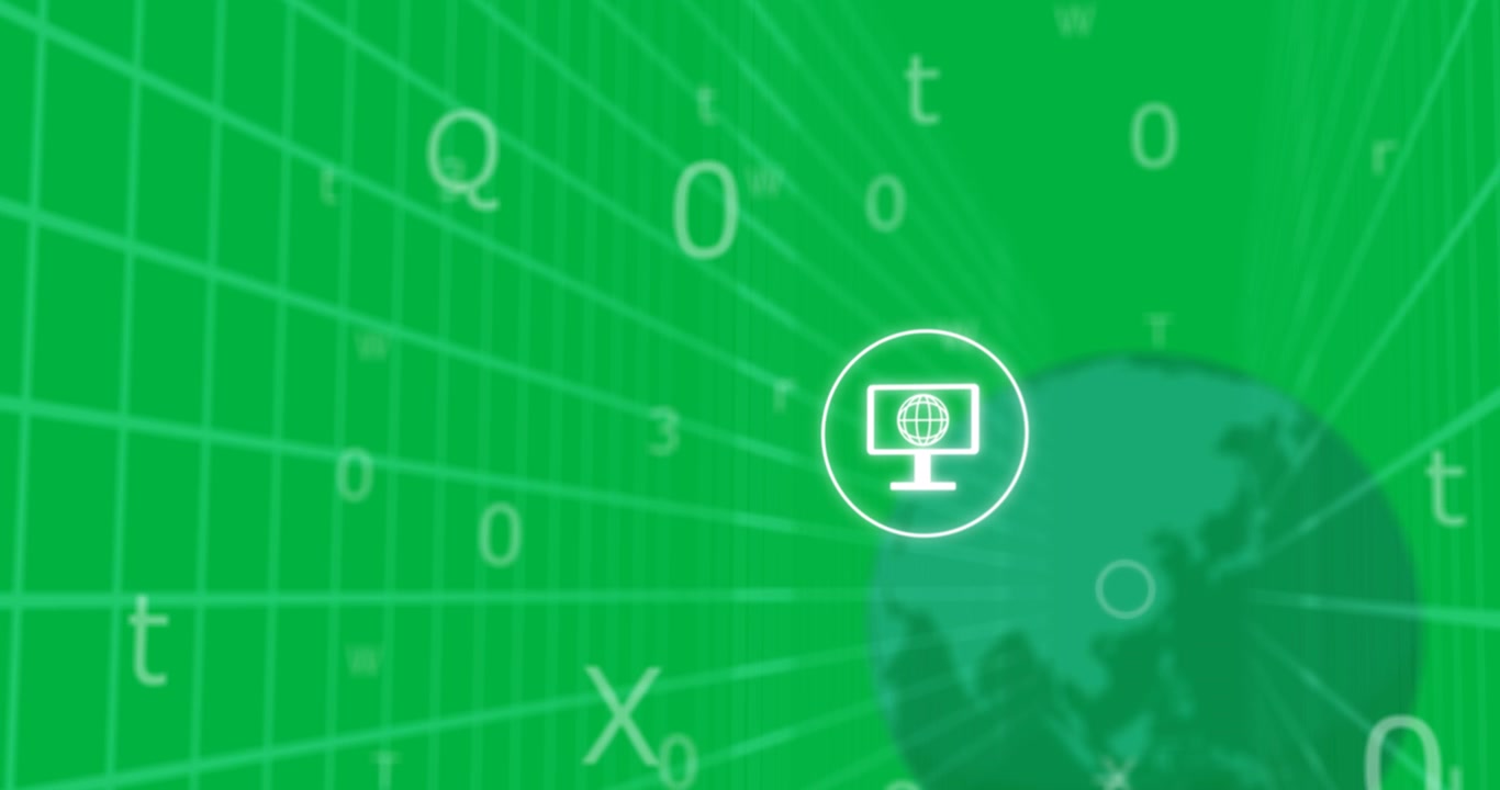 Animation of icons over globe on transparent background