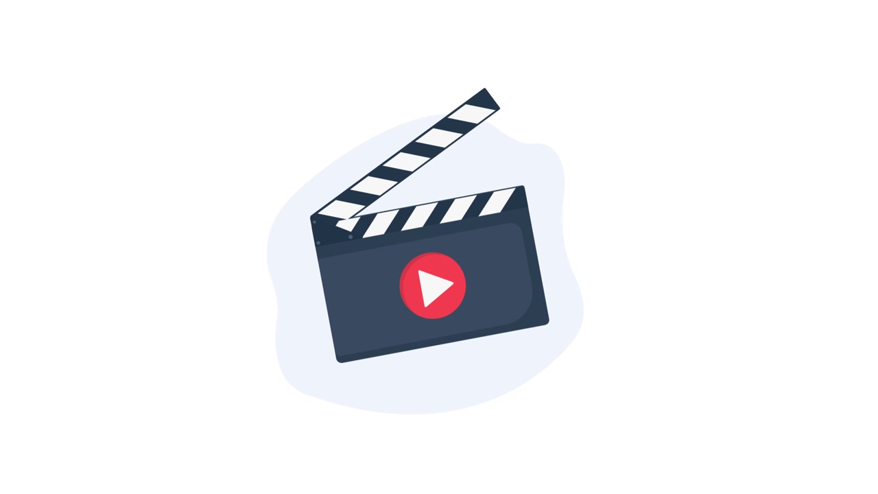 Animated Film Clapperboard Icon with Play Button