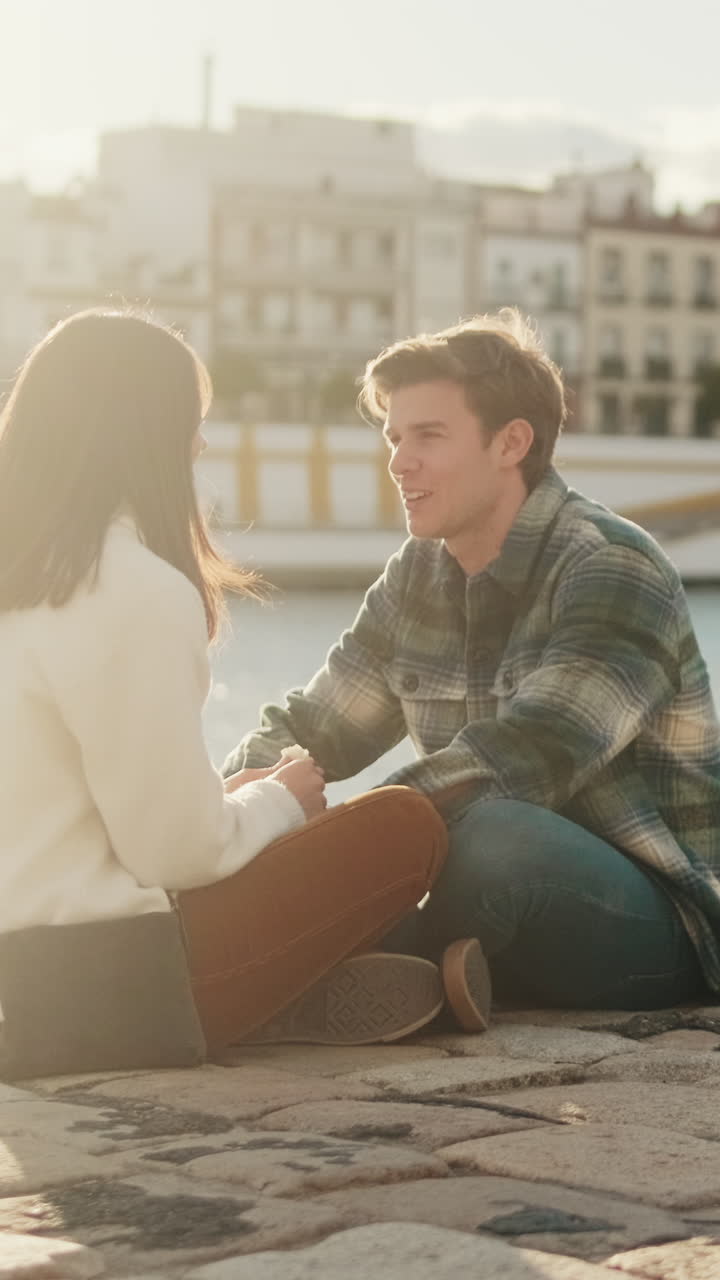 Romantic Couple next to the River in Seville