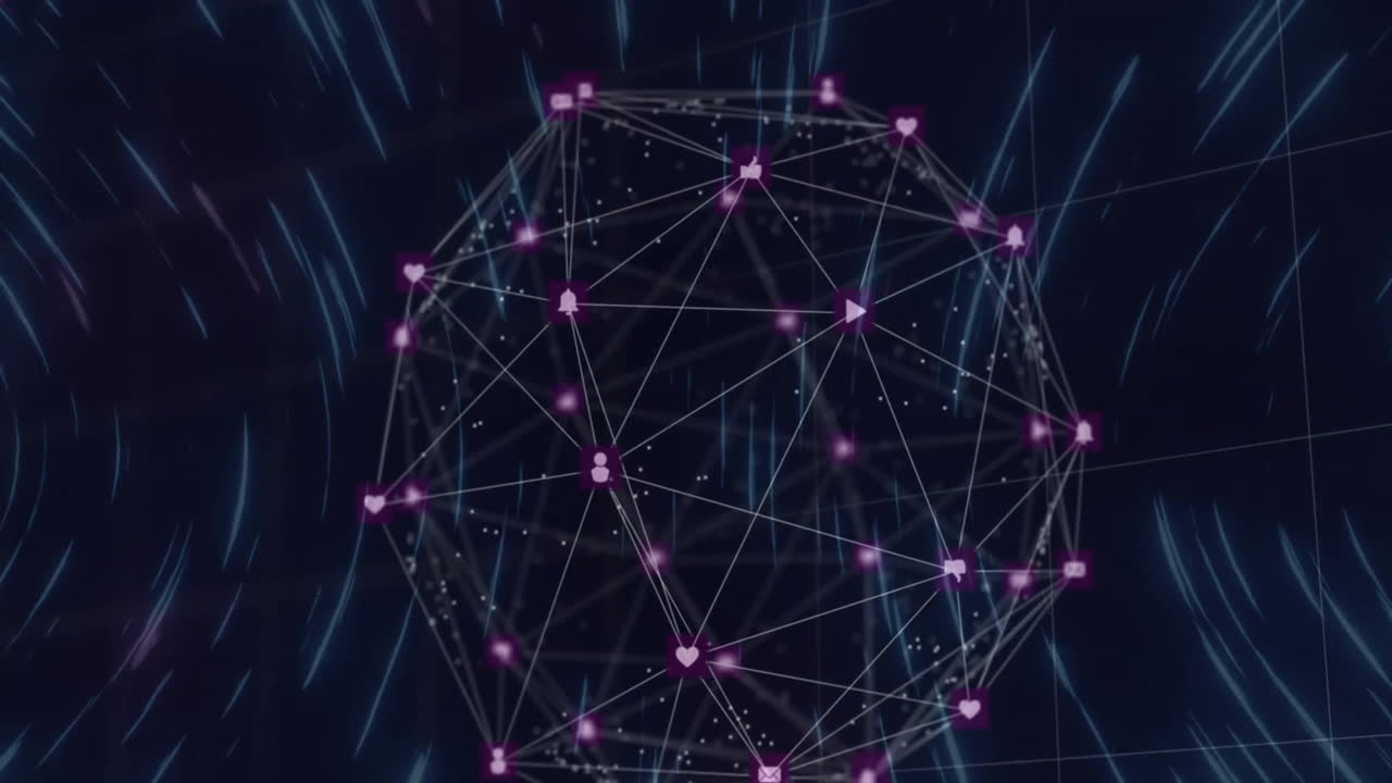 animación de la red de conexiones con globo sobre fondo oscuro