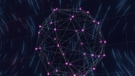 animación de la red de conexiones con globo sobre fondo oscuro