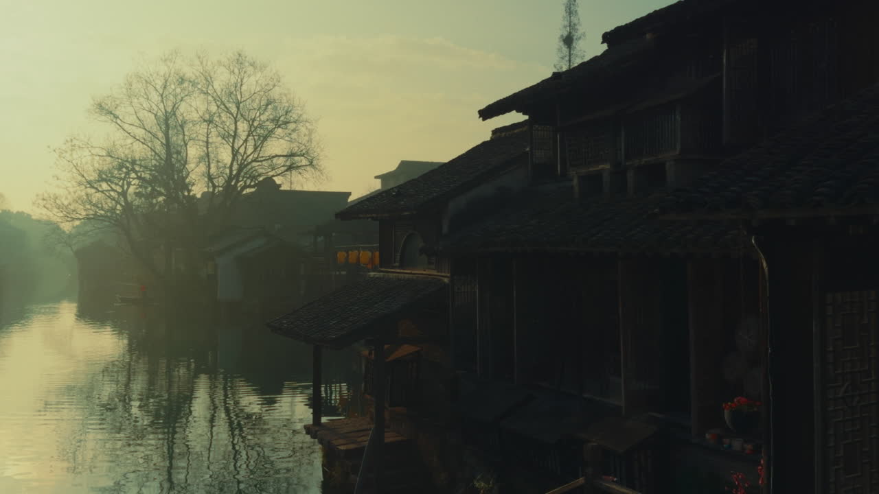 Misty Morning in a Chinese Water Village