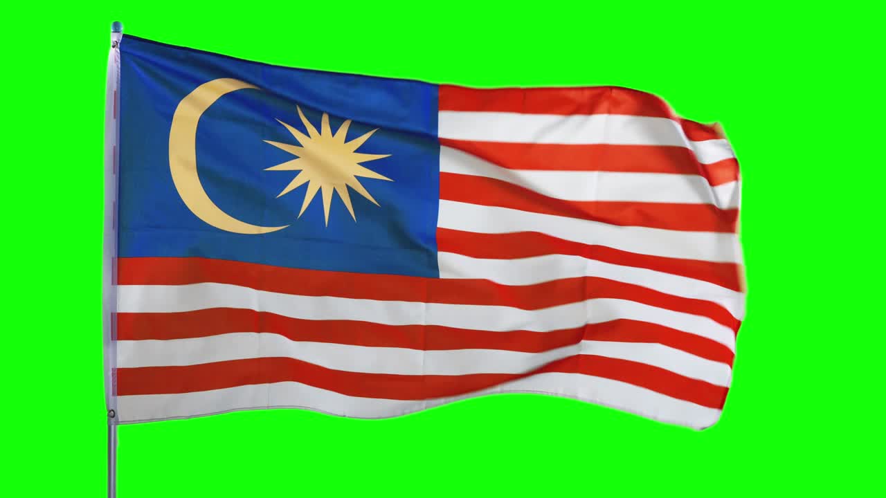 Bandiera della Malesia che sventola sull'asta in studio