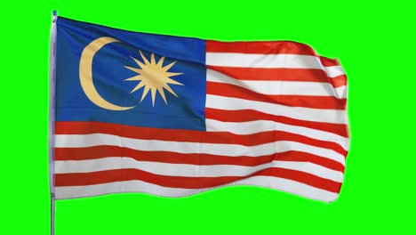la bandera de malasia revoloteando en el mástil en el estudio
