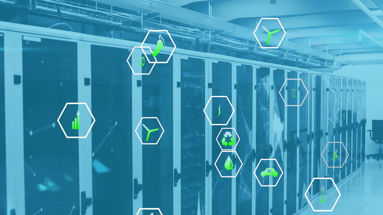 에코 아이콘의 애니메이션 및 컴퓨터 서버를 통해 데이터 처리