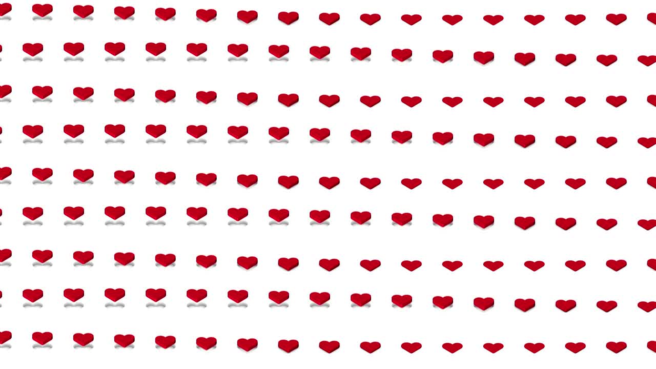 로맨틱 이소메트릭 배경: 은 심장, 수평 파동, 움직임