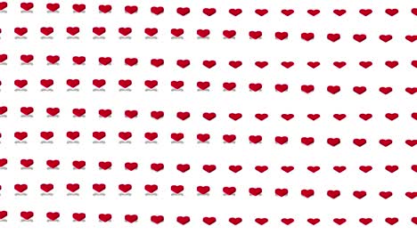 fondo isométrico romántico corazones rojos ondas horizontales movimiento