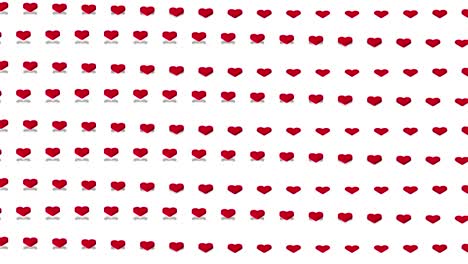 romantic isometric background red hearts horizontal waves motion