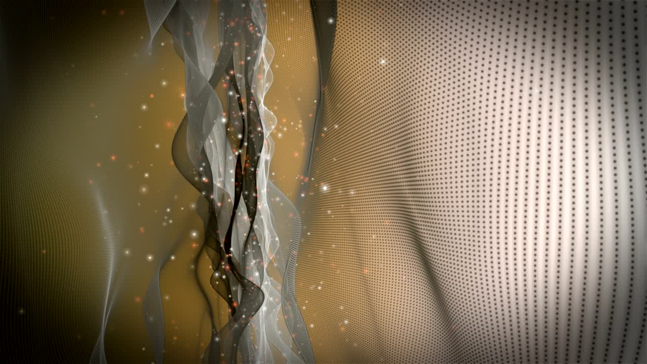 animación futurista con objeto de onda y partículas de brillo en cámara lenta, 4096x2304 bucle 4k